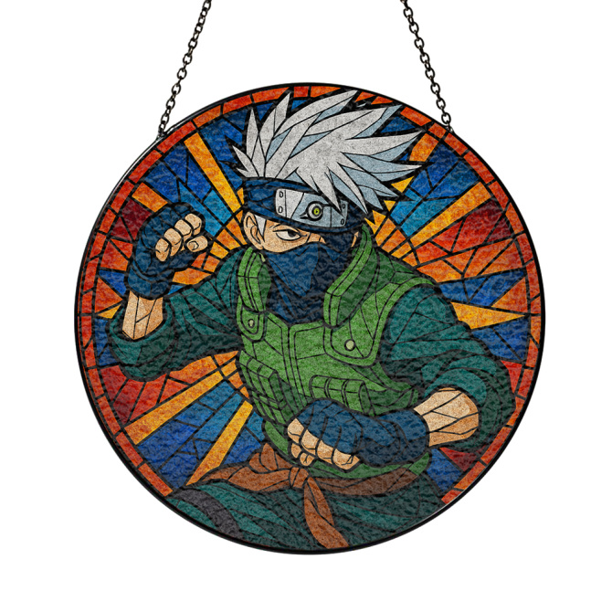 Anime Ninja Stained Glass Hanging Panel – Vibrant Home Decor For Fans - Image 3