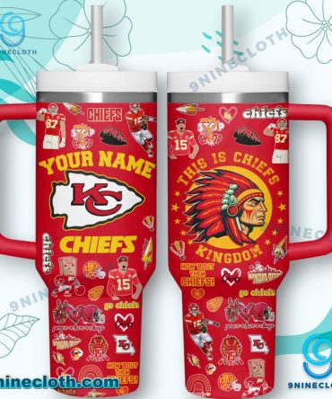 Custom Chiefs Kingdom Tumbler - Personalized Name, 20Oz Insulated Mug With Handle & Straw