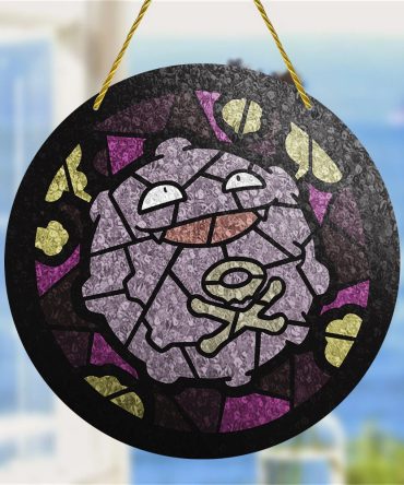 Unique Stained Glass Style Hanging Art - Quirky Purple Monster Design For Home Decor