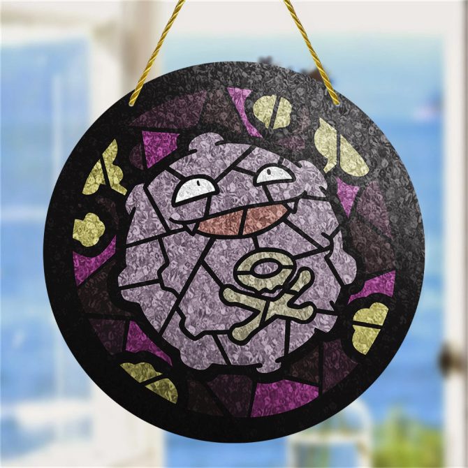 Unique Stained Glass Style Hanging Art - Quirky Purple Monster Design For Home Decor