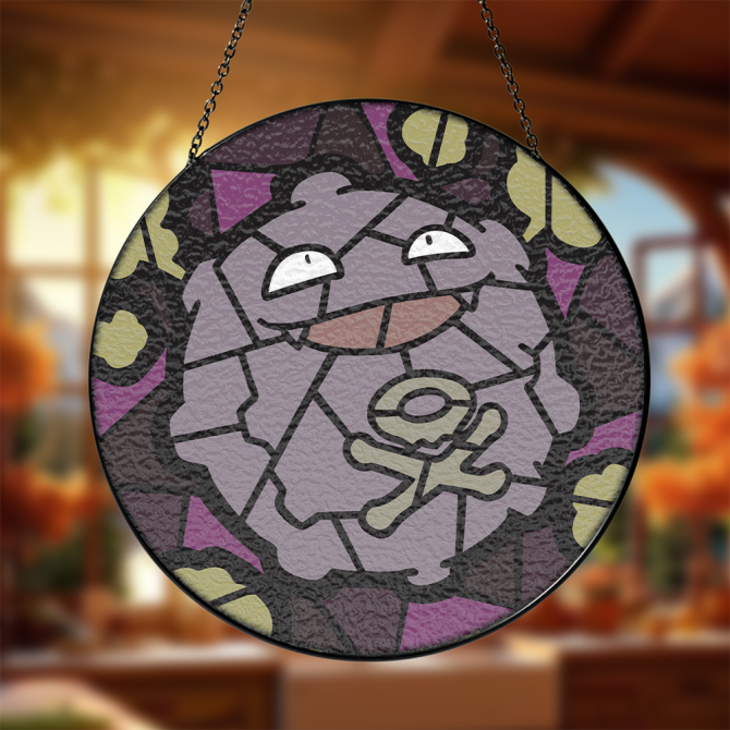 Unique Stained Glass Style Hanging Art - Quirky Purple Monster Design For Home Decor - Image 3