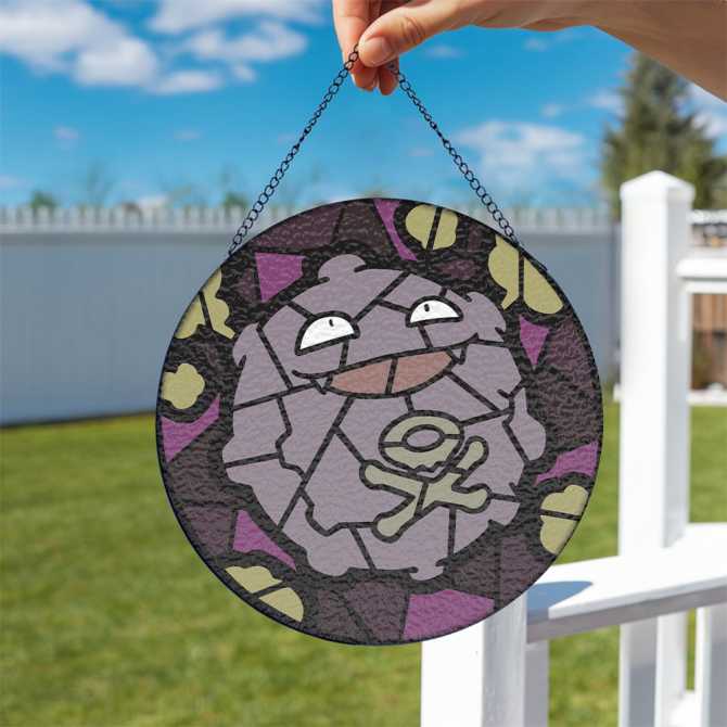 Unique Stained Glass Style Hanging Art - Quirky Purple Monster Design For Home Decor - Image 4