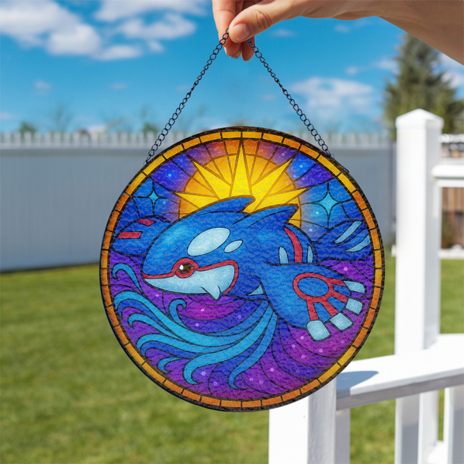 Vibrant Ocean Guardian Stained Glass Suncatcher – Handcrafted Window Art Decor - Image 2
