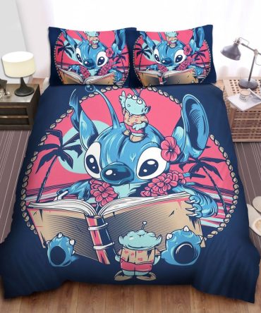 Lilo And Stitch Bedding Set Stitch Reading Book With 3 Eyes Ailiens Bedding Set Covers Colorful Unique Gift