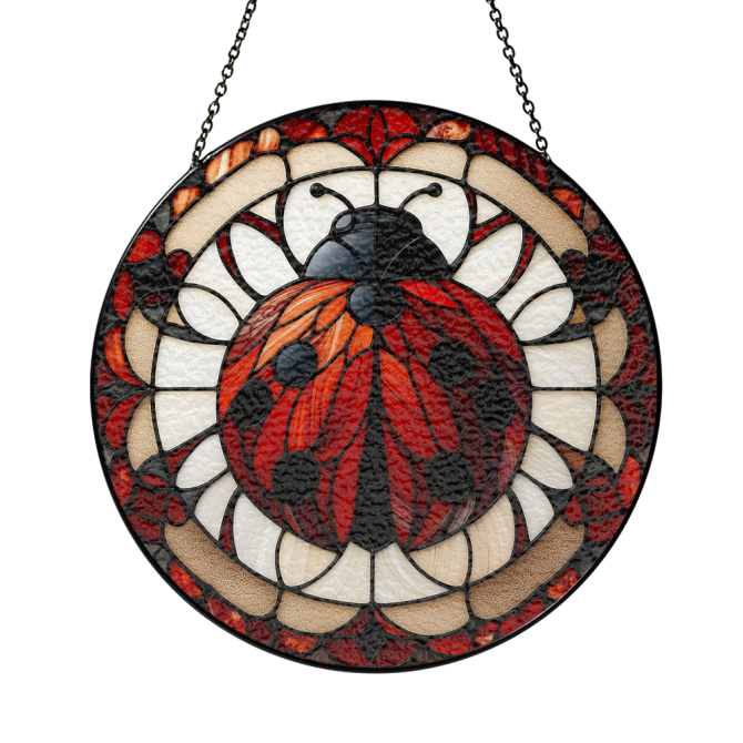 Stunning Ladybug Stained Glass Suncatcher – Vibrant Window Art For Home & Garden Décor - Image 3