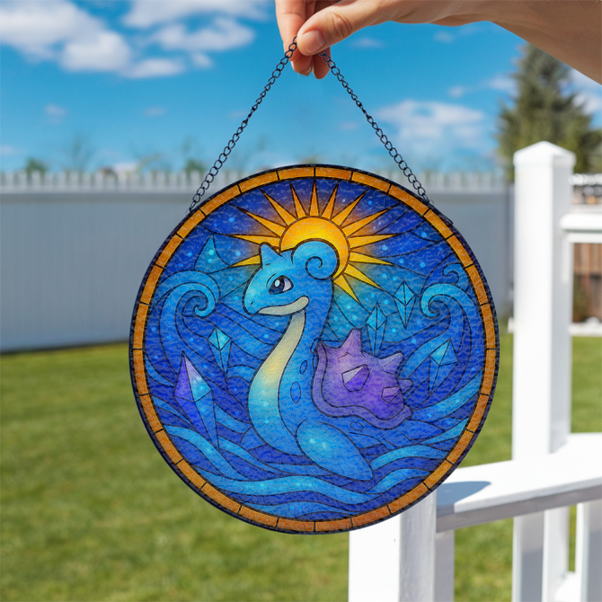Stunning Stained Glass Sun & Sea Creature Art Panel - Vibrant Window Decor - Image 2