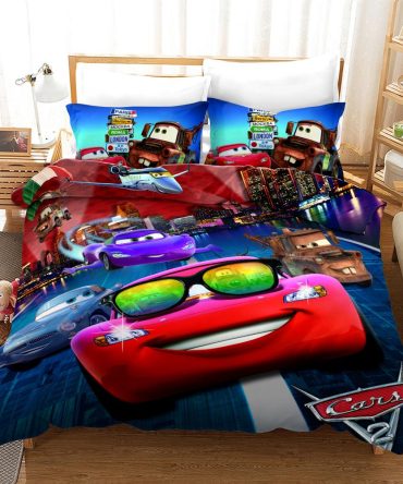 Cozy Kids 'Cars' Bedding Set - Vibrant Lightning Mcqueen Design – Twin/Full Sizes
