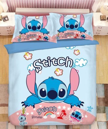 Cozy Cartoon Character Bedding Set - Cute Blue Design For Kids' Room - Twin/Full Sizes