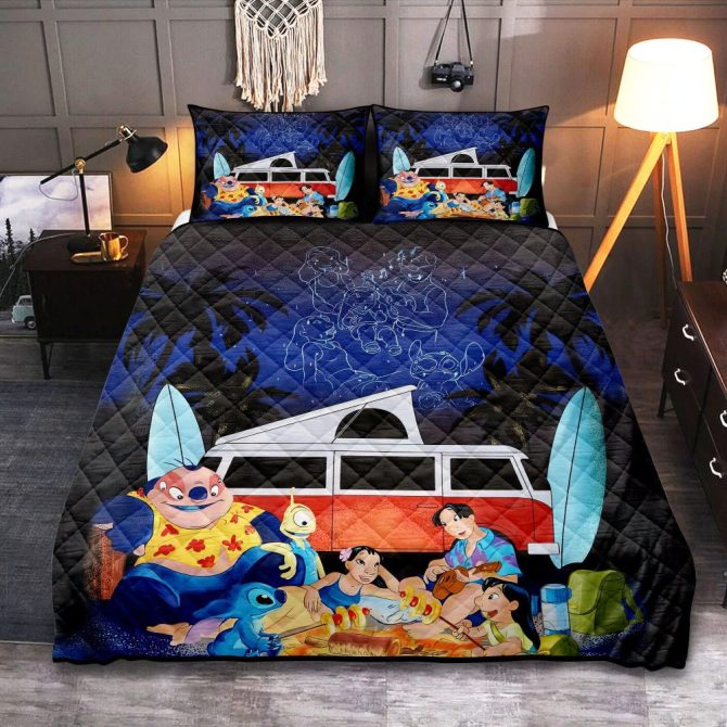 Cozy Stitch & Friends Quilt Set - Vibrant Cartoon Bedding For Kids Room Decor