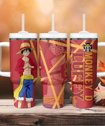 Anime Straw Tumbler - Monkey D. Luffy Design , Double Wall Insulated Cup For Hot & Cold Drinks