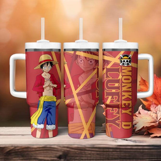 Anime Straw Tumbler - Monkey D. Luffy Design , Double Wall Insulated Cup For Hot & Cold Drinks