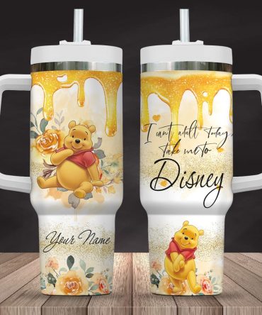 Custom Winnie The Pooh Tumbler With Handle - Personalized Travel Mug For Disney Lovers
