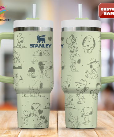 Custom Name Stanley Tumbler With Snoopy Design - Insulated Travel Mug 40Oz