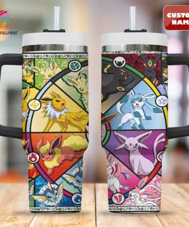 Custom Name Pokémon Tumbler - Eeveelution Design, Personalized Travel Mug, 20Oz
