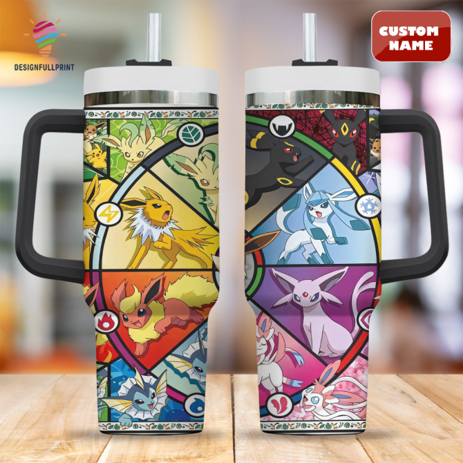 Custom Name Pokémon Tumbler - Eeveelution Design, Personalized Travel Mug, 20Oz