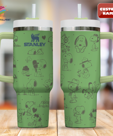 Custom Name Stanley Snoopy Tumbler - Insulated, Leak-Proof, 40Oz Travel Mug With Handle & Straw