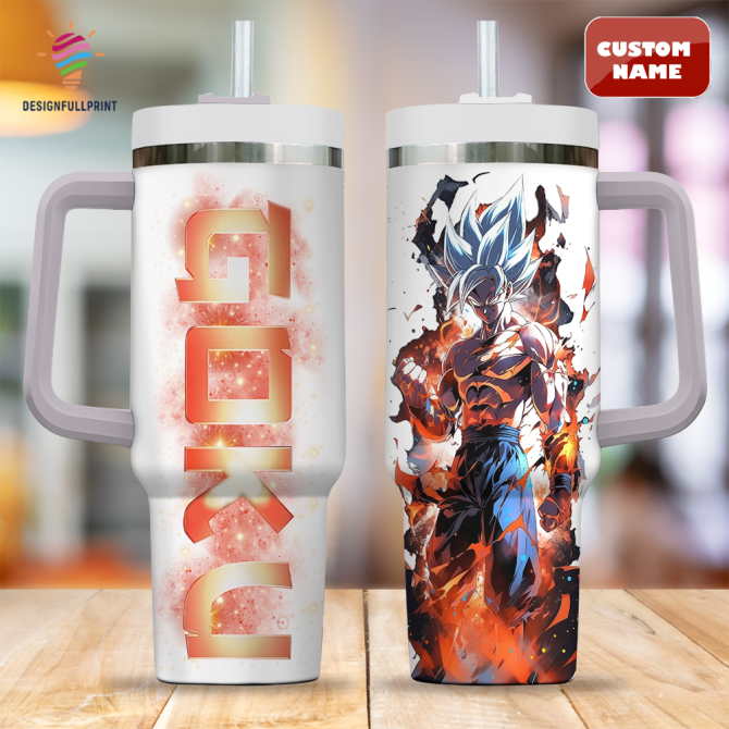 Custom Name Anime Character Tumbler – Insulated 40Oz Travel Mug With Handle