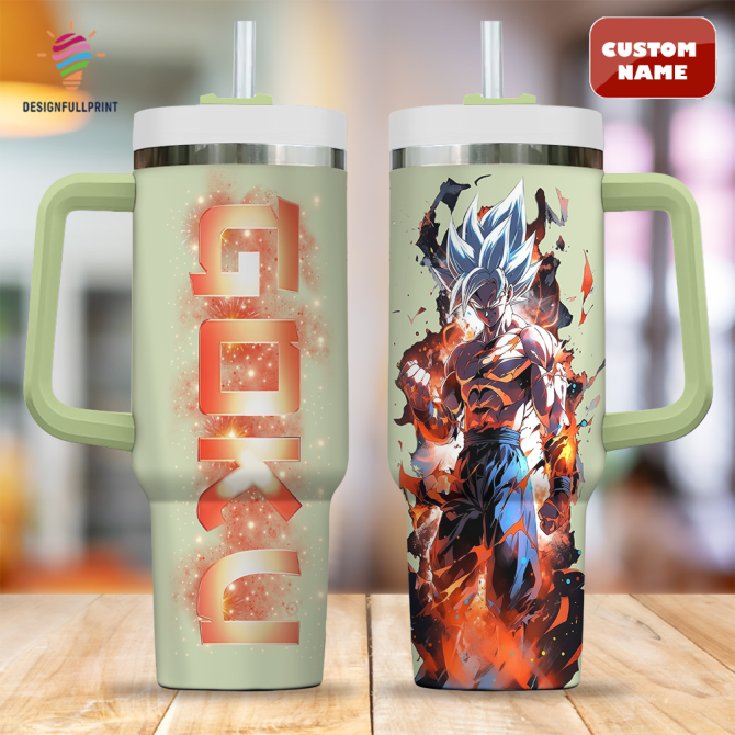 Custom Name Anime Warrior Tumbler Mug – 20Oz Insulated Travel Cup With Handle