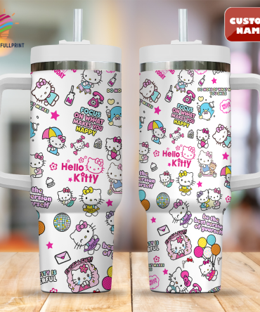 Custom Hello Kitty Tumbler - Personalized Cute Design With Handle & Straw - Perfect Gift!