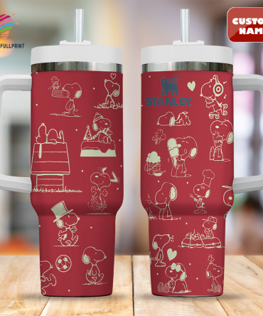 Custom Name Snoopy Insulated Tumbler - 30Oz Stanley Mug With Handle, Leak-Proof & Personalized Gift