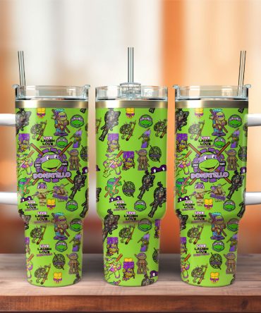 Fun Cartoon Patterned Tumbler With Handle & Straw - Perfect For Kids & Fans!