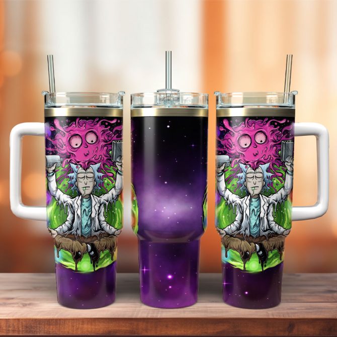 Cosmic Wizard Travel Mug – 20Oz Insulated Tumbler With Handle & Straw, Unique Sci-Fi Art Design