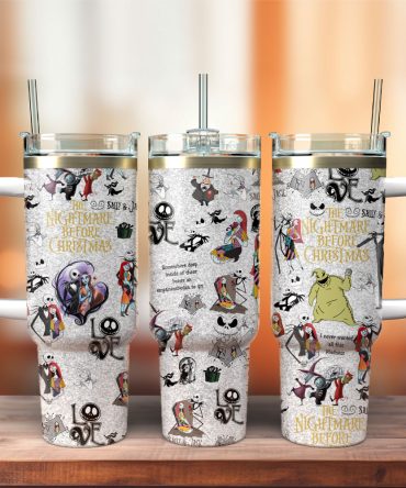 Nightmare Before Christmas Tumbler - Insulated Travel Mug With Straw & Handle - 20Oz