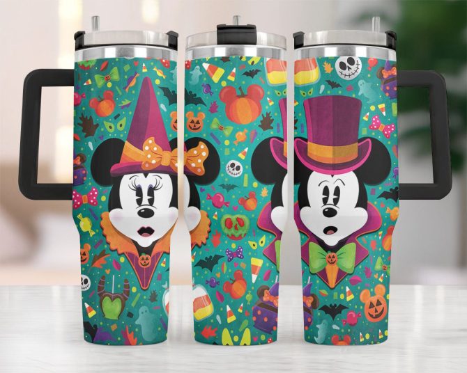 Disney Halloween Magic Tumbler - Mickey & Minnie Spooky Design, 20Oz Insulated Mug