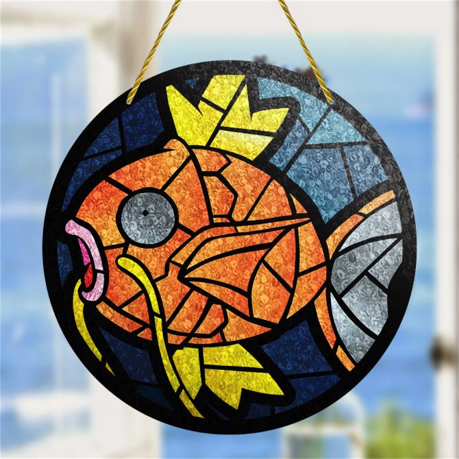 Vibrant Stained Glass Fish Suncatcher – Handcrafted Window Art For Home Decor