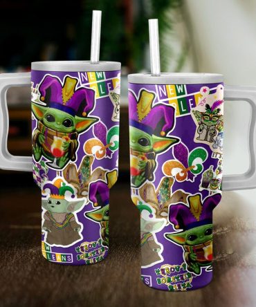 Festive Baby Alien Mardi Gras Tumbler With Straw – New Orleans Style Travel Mug