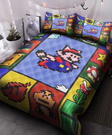 Retro Gaming Themed Bedding Set - Cozy Pixel Art Duvet Cover With Pillowcases