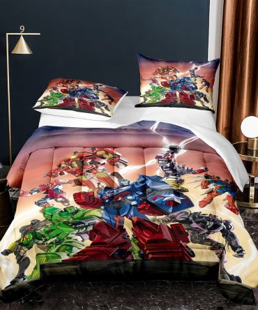 Kids' Robot Battle Bedding Set – Twin Size Comforter & Pillowcases – Vibrant Cartoon Design