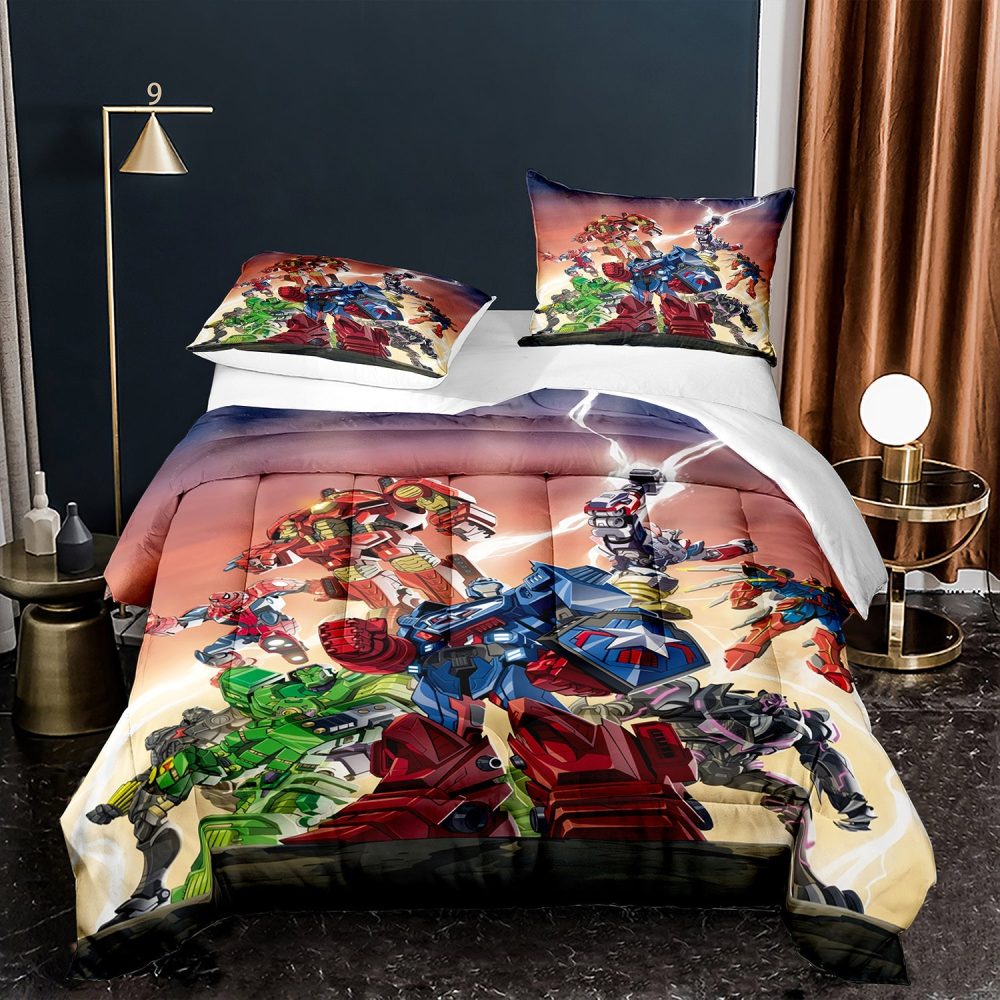 Kids' Robot Battle Bedding Set – Twin Size Comforter & Pillowcases – Vibrant Cartoon Design