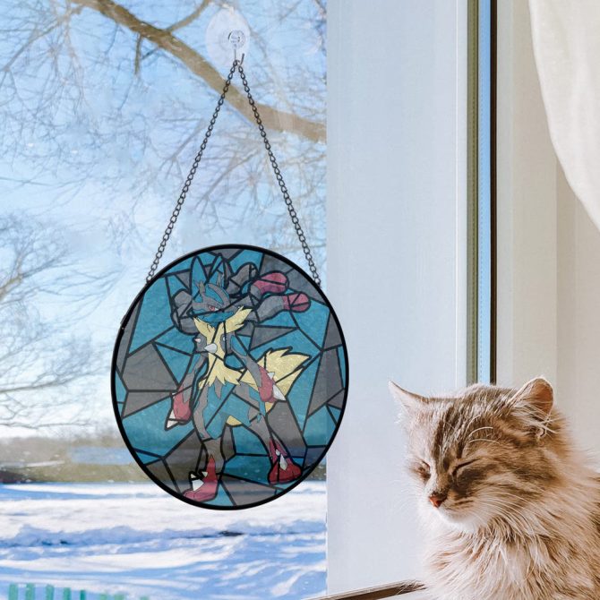 Stunning Stained Glass Style Decorative Hanging Panel With Blue And Yellow Design - Perfect For Home Decor - Image 5