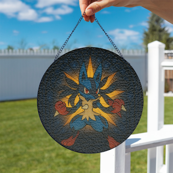 Unique Pokemon Lucario-Themed Circular Wall Art - Perfect For Any Pokémon Fan'S Decor! - Image 2