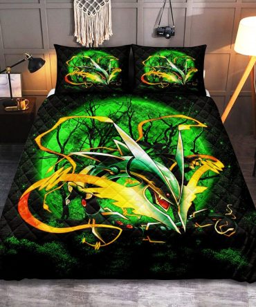 Epic Dragon-Themed Bedding Set - Vibrant Green & Black Design - King/Queen Sizes Available