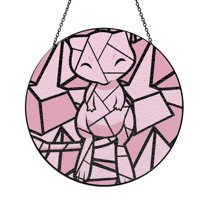Charming Pink Stained Glass Style Hanging Art - Cute Geometric Design For Home Decor - Image 3
