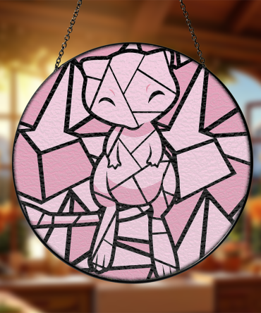Charming Pink Stained Glass Style Hanging Art - Cute Geometric Design For Home Decor
