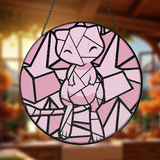 Charming Pink Stained Glass Style Hanging Art - Cute Geometric Design For Home Decor