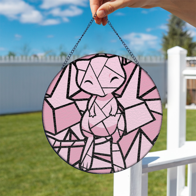 Charming Pink Stained Glass Style Hanging Art - Cute Geometric Design For Home Decor - Image 2