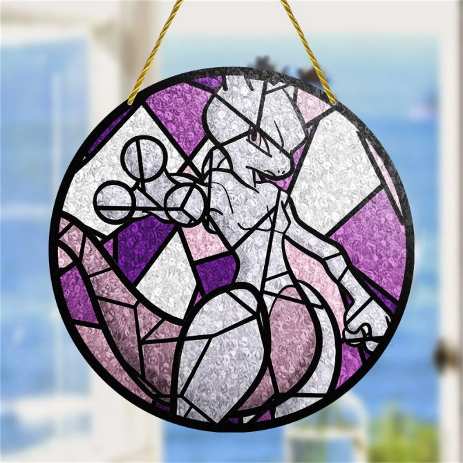 Unique Purple Stained Glass Suncatcher - Decorative Hanging Art For Home & Garden