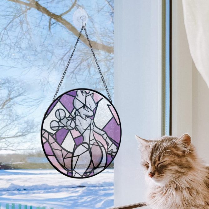 Unique Purple Stained Glass Suncatcher - Decorative Hanging Art For Home & Garden - Image 2