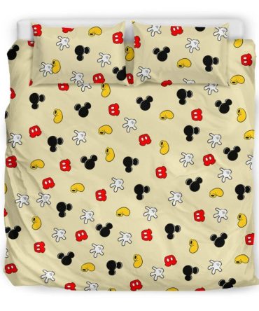 Mickey Mouse Bedding Set Dn Mickey Mouse Cloves Pants Shoes Pattern Duvet Covers Yellow Unique Gift