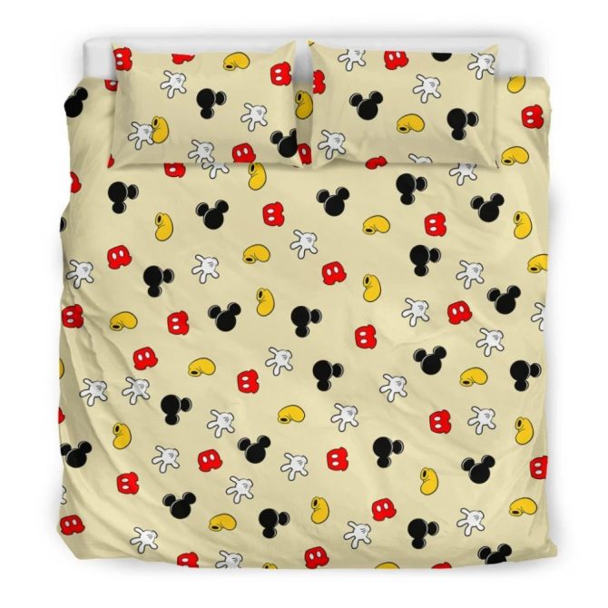 Mickey Mouse Bedding Set Dn Mickey Mouse Cloves Pants Shoes Pattern Duvet Covers Yellow Unique Gift