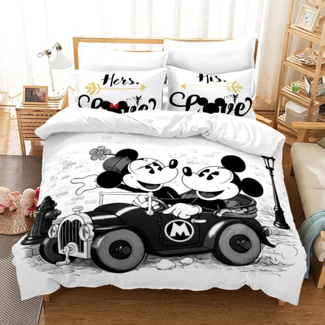 Cozy Cartoon Couple Bedding Set – Cute Black & White Print Duvet Cover For Kids & Adults