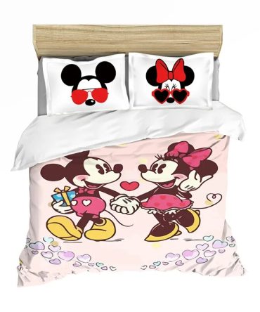 Disney Love Mickey & Minnie Mouse Bedding Set - Twin/Full, Cozy Cartoon Design