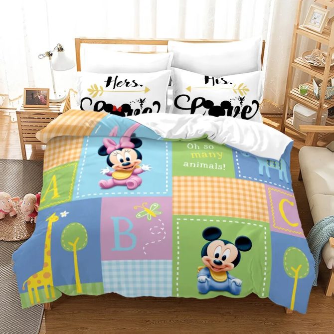 Cozy Kids' Mickey & Minnie Alphabet Comforter Set - Soft & Colorful Bedding For Toddlers