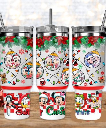 Festive Holiday Disney Character Tumbler With Straw - Christmas Gift Mug For Fans