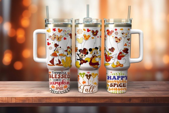 Disney Fall Tumbler Set – Mickey & Friends Thanksgiving Pumpkin Spice Mug With Handle