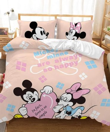 Cozy Disney Mickey & Minnie Bedding Set - Kids Cartoon Duvet Cover - Twin/Queen Size